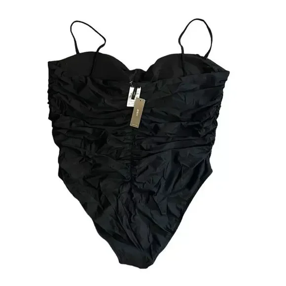 J. Crew Ruched Sweetheart One Piece Swimsuit Bathing Suit Black NWT Plus Size 22 - Picture 3 of 4